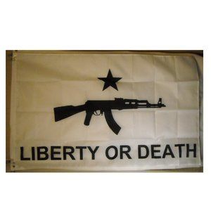 Liberty Or Death 3'x5' White Flag banner Patriot Gadsden Dont Tread On Me AK-47